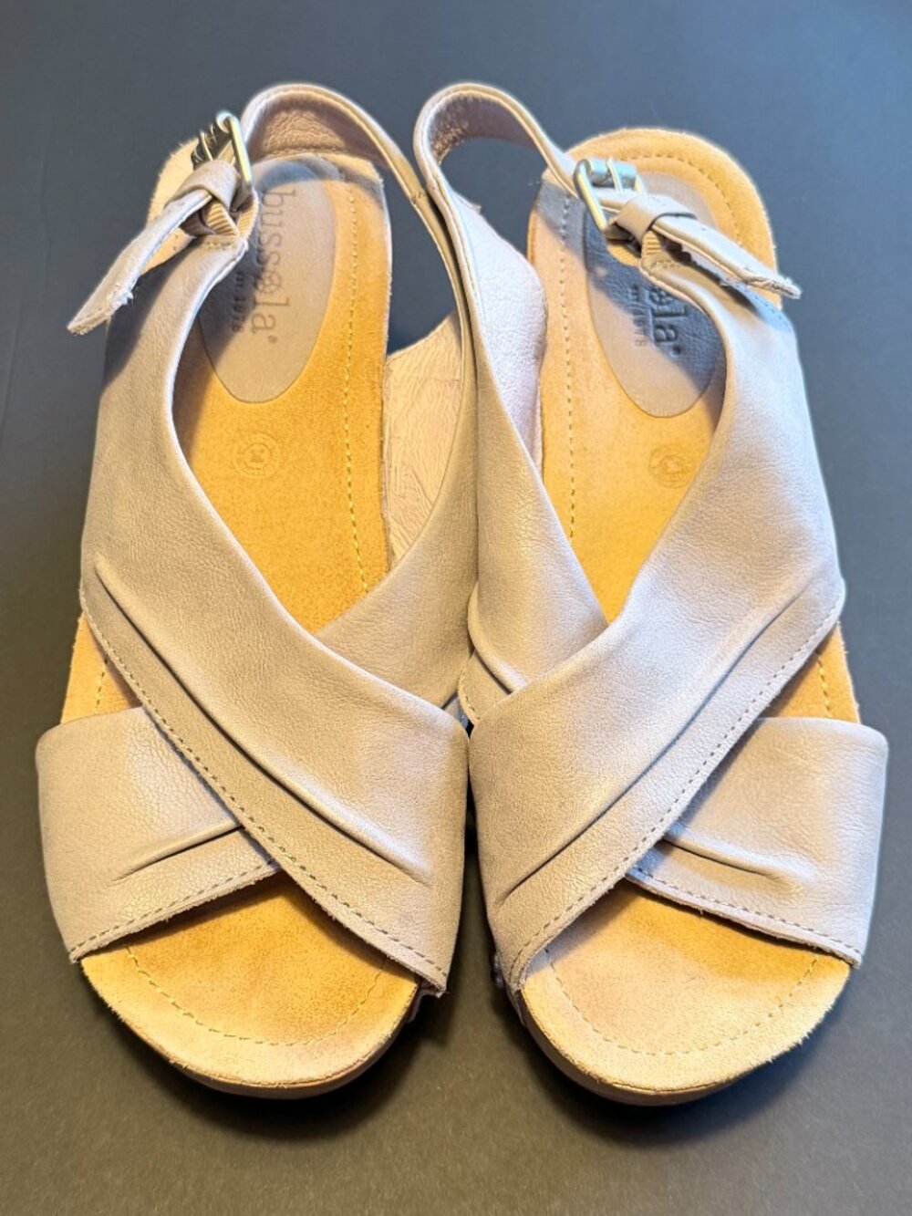 Bussola Sz 39 (8 - 8.5) Gray Wedge Slingback Sandal